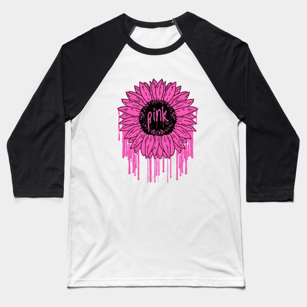 Sunflowers flowers pink cool Baseball T-Shirt by Collagedream